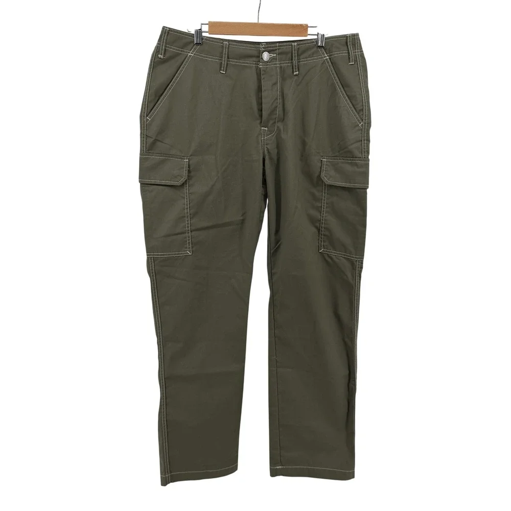$169 NEW True Religion Kalamata Cargo Pant Men 34 36x32 Olive Green White Stitch